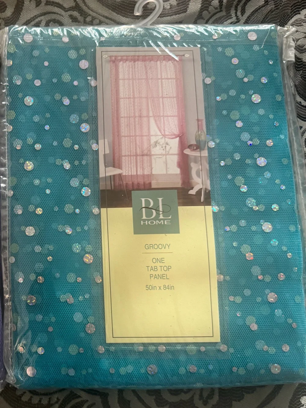 Turquoise sequin curtain